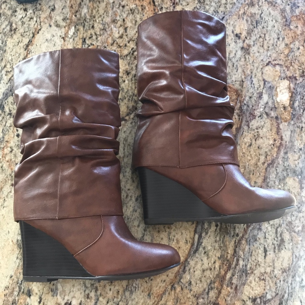 Madden Girl mid calf wedge boot